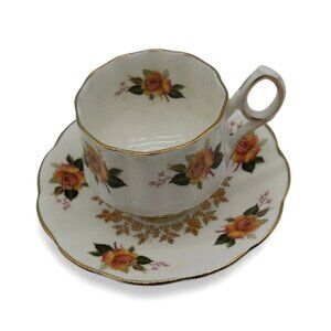 STRATFORD Bone China TEA Cup Yellow Rose Floral Design Vintage